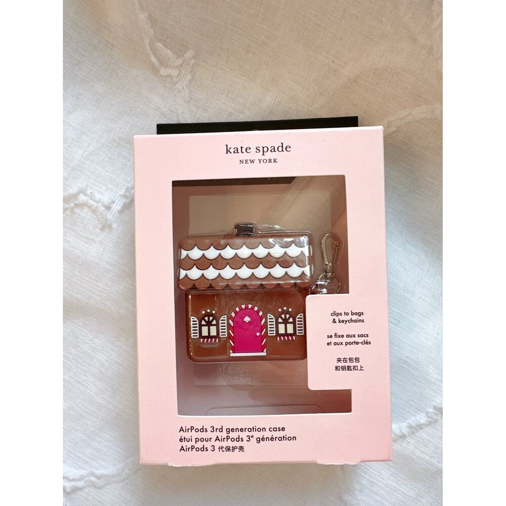 NWB K9401 Kate Spade Gingerbread Airpods 3rd Generation Case Clips Keychain - Picture 2 of 5
